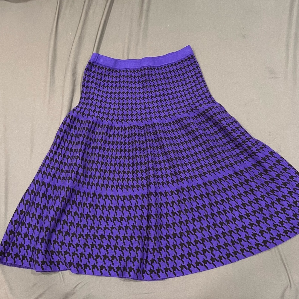 Purple houndstooth Kerisma midi skater skirt